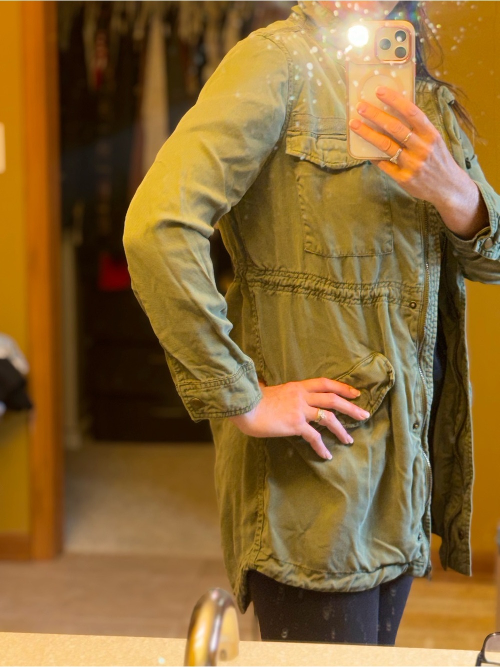 BKE Olive Utility Jacket with Front Pockets